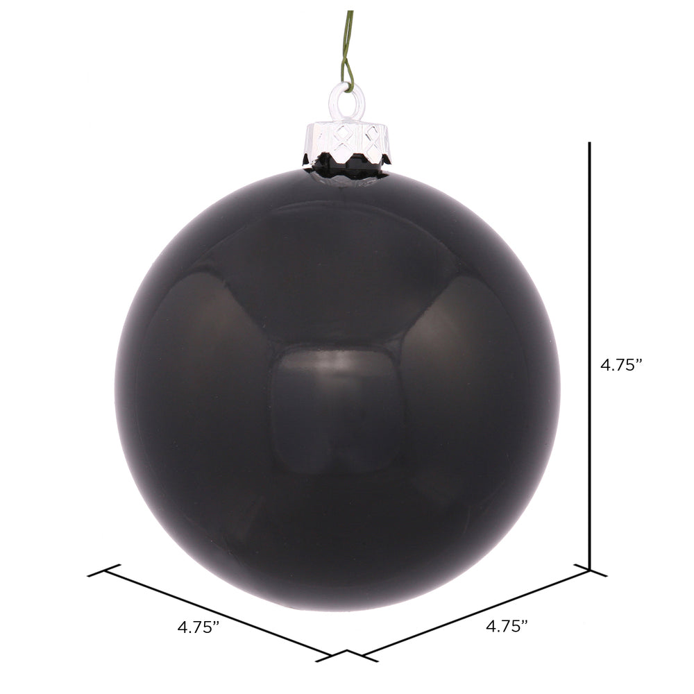 Vickerman 4.75" Black Shiny Ball Ornament 4 per Bag