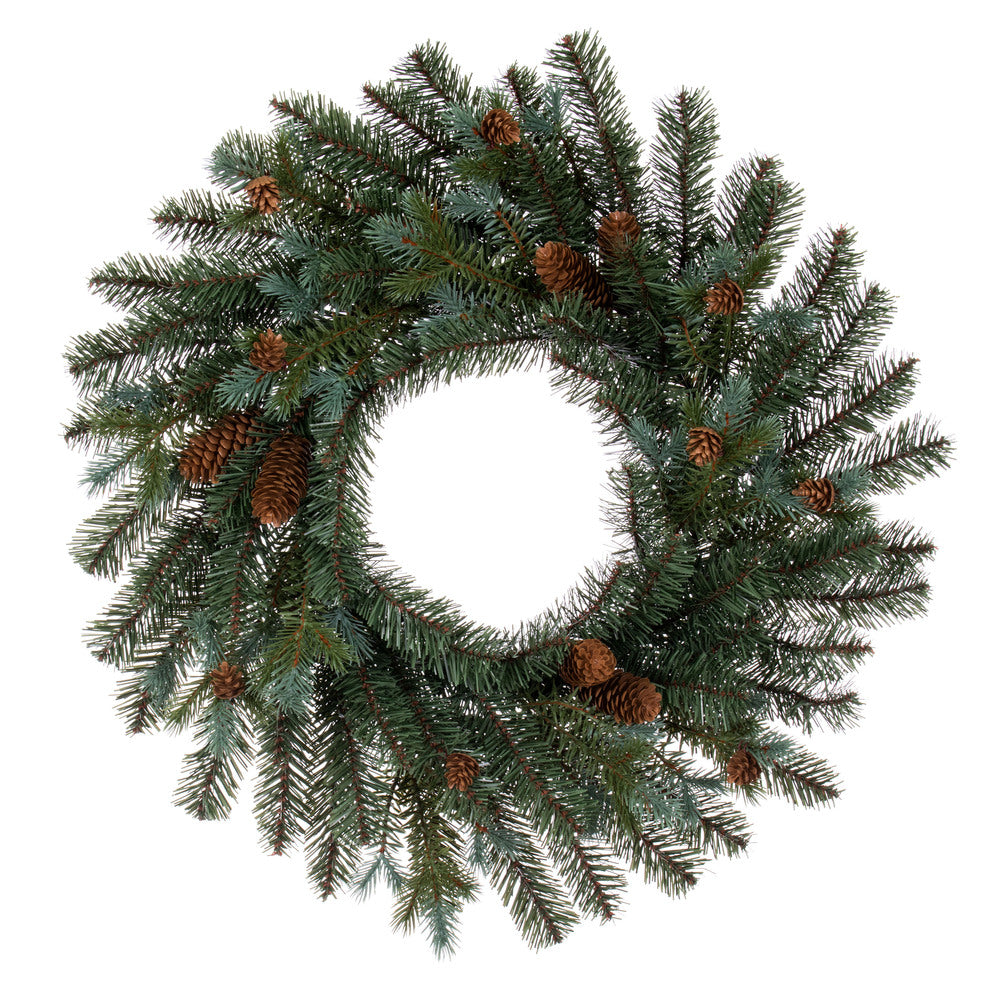Vickerman 24" Blue Spruce Pine Cone Artificial Unlit Wreath.