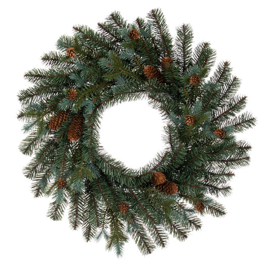 Vickerman 24" Blue Spruce Pine Cone Artificial Unlit Wreath.