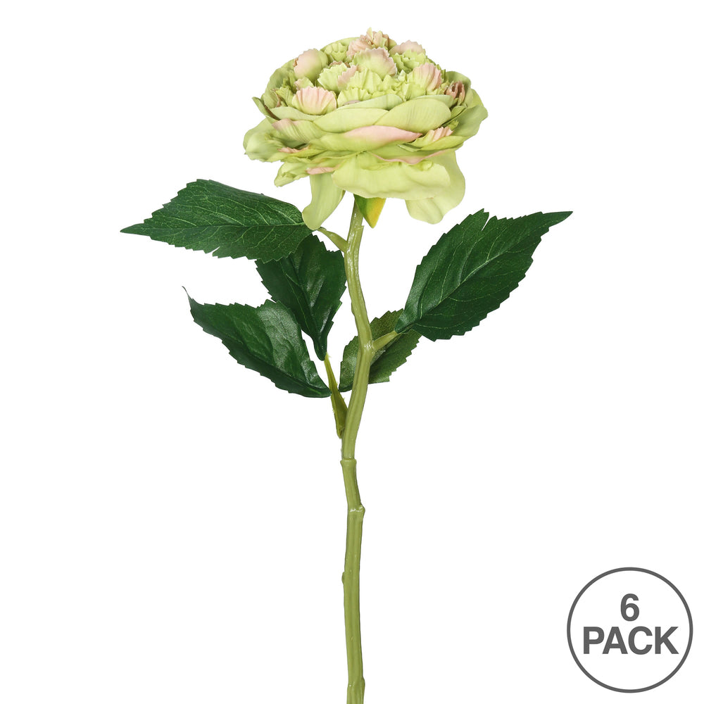 Vickerman 13" Artificial Green and Pink Peony Stem 6 per Bag