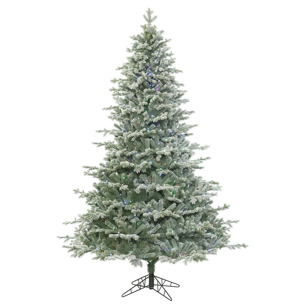 Vickerman 14' Frosted Denton Spruce Artificial Christmas Tree with 2200 Multi-Colored LED Lights