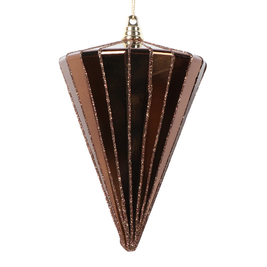 Vickerman 6" Shiny Mocha Cone Ornament 3 per bag.