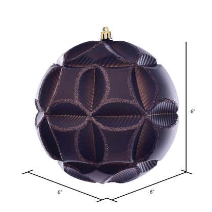 Vickerman 6" Chocolate Matte Clover Ball Ornament 2 per Bag