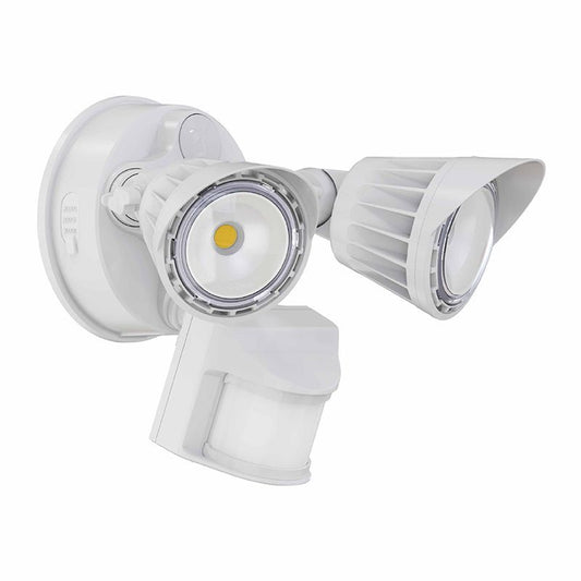 Westgate LED Security Lights With PIR Sensor, 120VAC, 180° Sensor, 100° Beam Angle (120° 28W) 80% Dim (Or Off) When No Motion Detected, Outdoor Lighting, 20W, 1900 Lumens, 3000K, White Finish, 0% Dim (Or Off) When Motion Detected