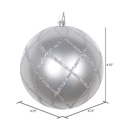 Vickerman 4.75" Silver Candy Finish Net Ball Ornament with Glitter Accents 3 per Bag