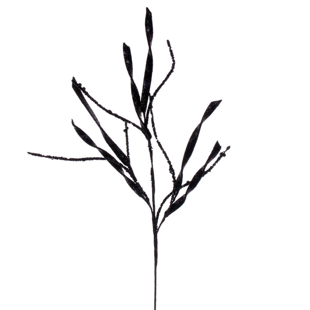 Vickerman 34" Black Wavy and Spiral Glitter Spray 6 per bag.