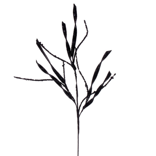 Vickerman 34" Black Wavy and Spiral Glitter Spray 6 per bag.