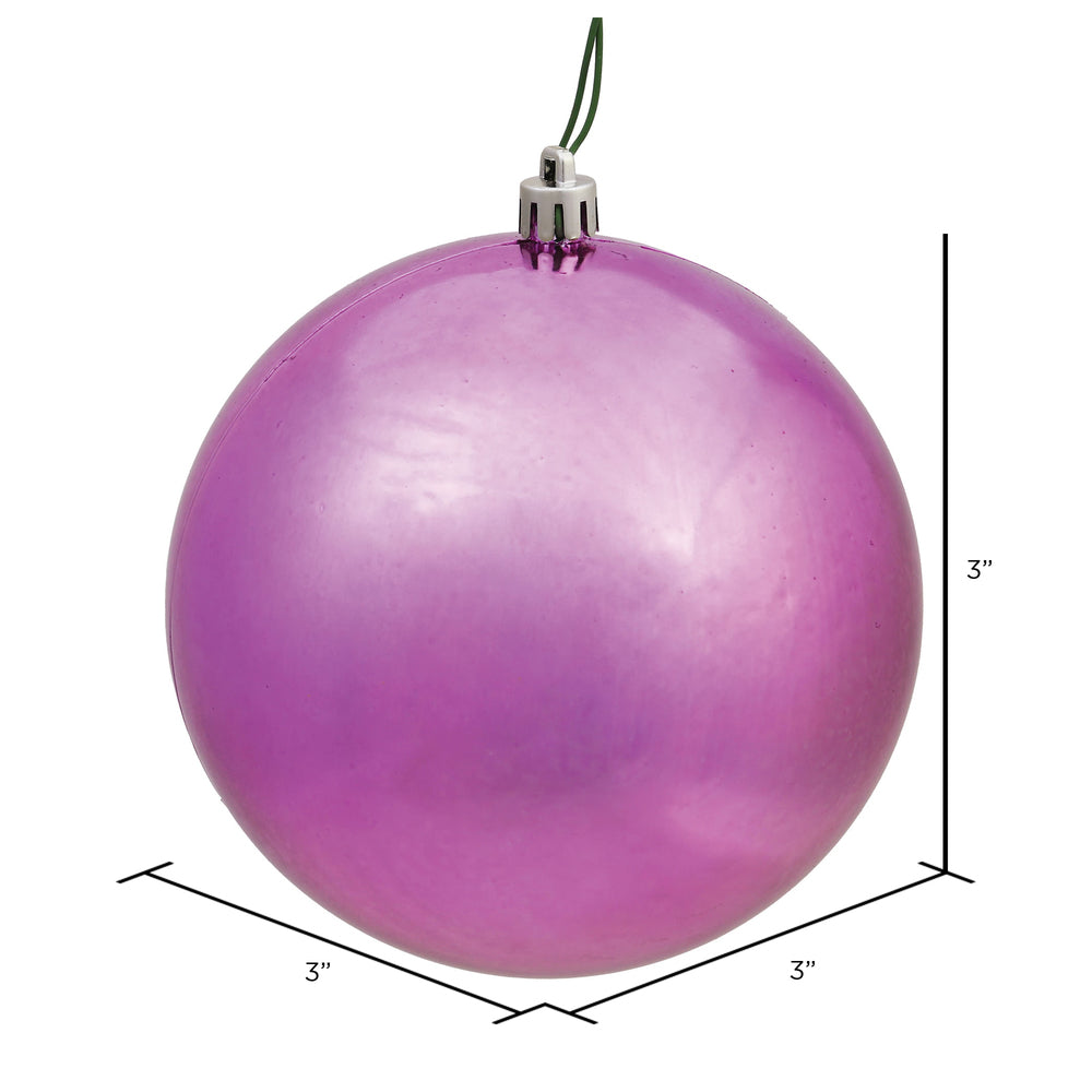 Vickerman 3" Mauve Shiny Ball Ornament 12 per Bag