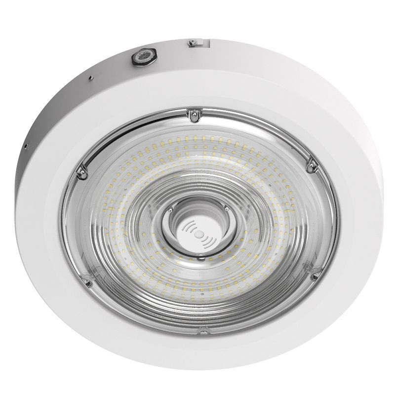 Westgate Builder Series Indoor Round Canopy Light Selectable 40/60/80W 30/40/50K Sensor Ready With Em, Wh, Outdoor Lighting, 40W/60W/80W, 135 Lumens/W, 30K/40K/50K, White Finish, 0-10V