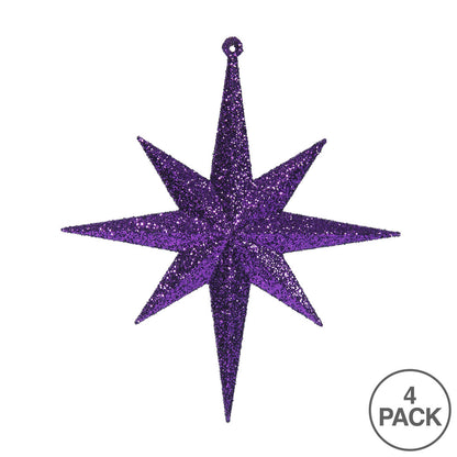 Vickerman 8" Purple Iridescent Glitter Bethlehem Star Christmas Ornament 4 per Box