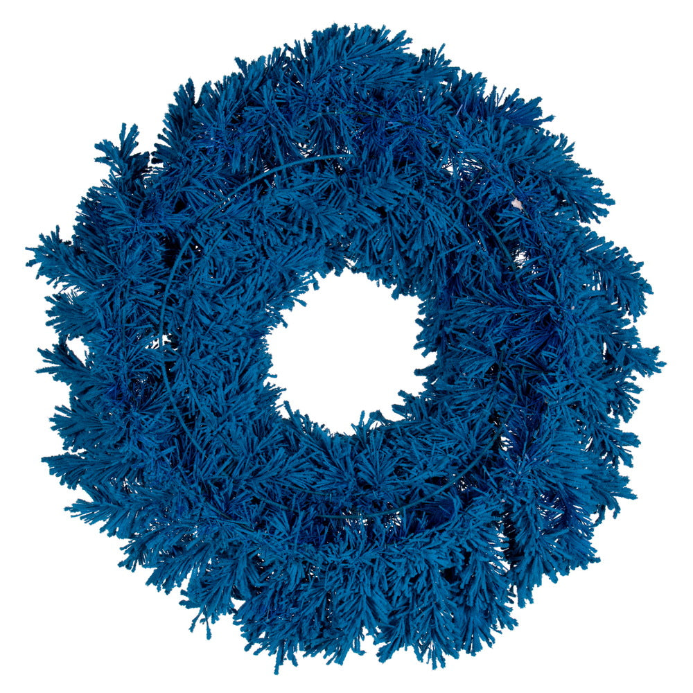 Vickerman 30" Flocked Turquoise Fir Artificial Wreath Unlit.