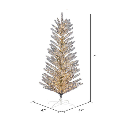 Vickerman 7' x 47" Vintage Aluminum Tree Warm White Low Voltage LED 3mm Lights.