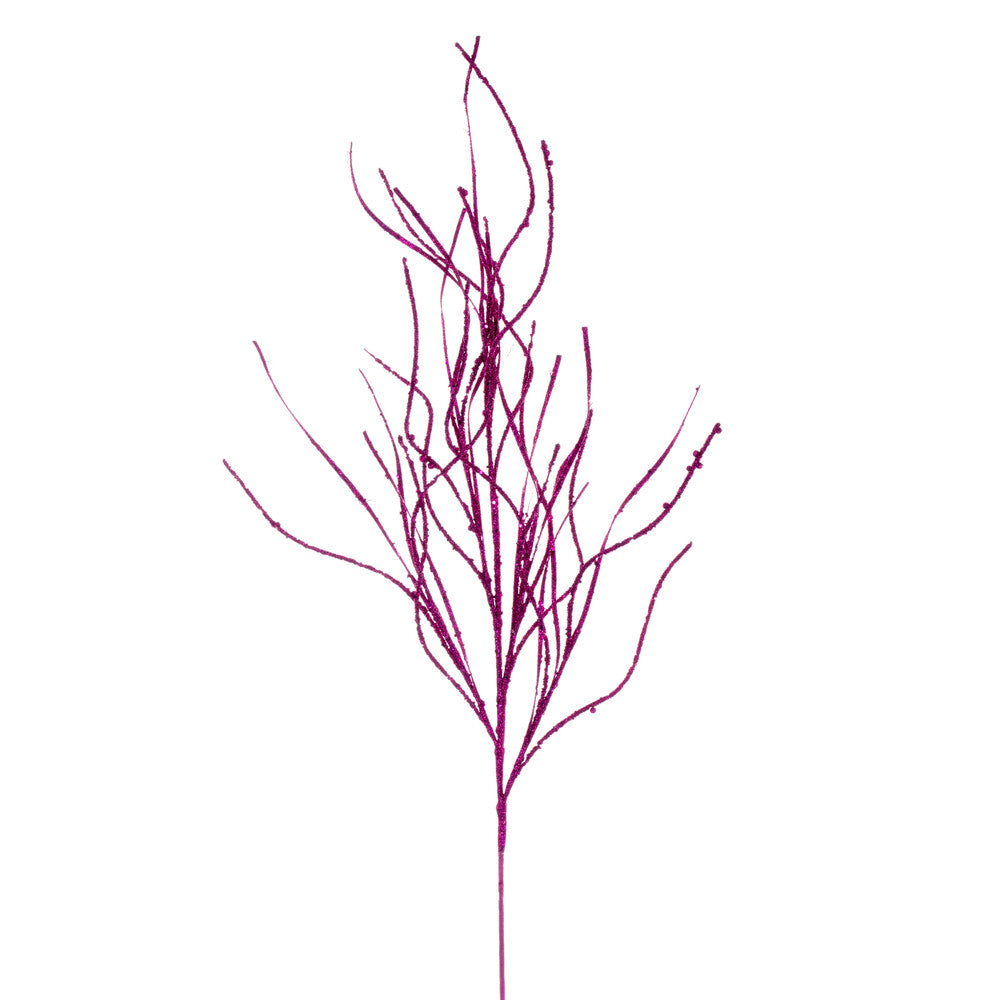 Vickerman 40" Fuchsia Berry Cluster and Wavy Glitter Ball Spray 4 per bag.