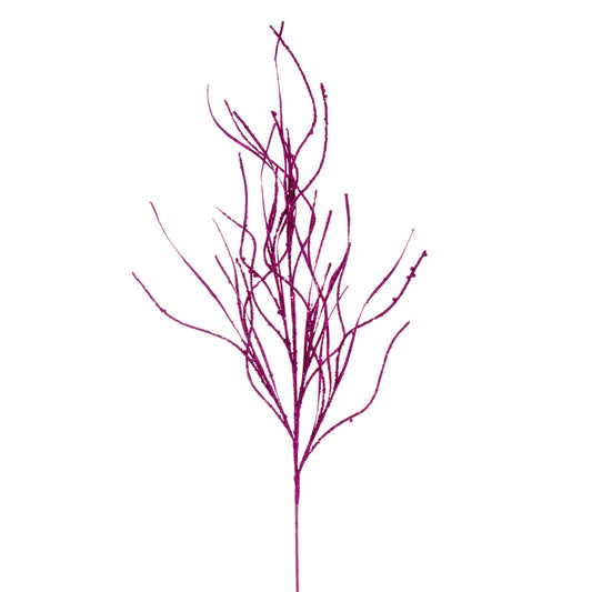 Vickerman 40" Fuchsia Berry Cluster and Wavy Glitter Ball Spray 4 per bag.