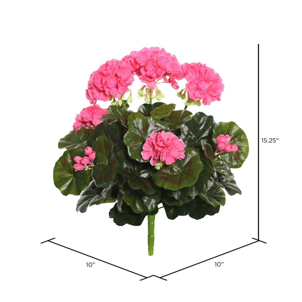 Vickerman 15.25" Artificial Pink Polyester Geranium Bush.