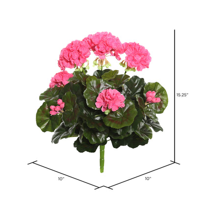 Vickerman 15.25" Artificial Pink Polyester Geranium Bush.