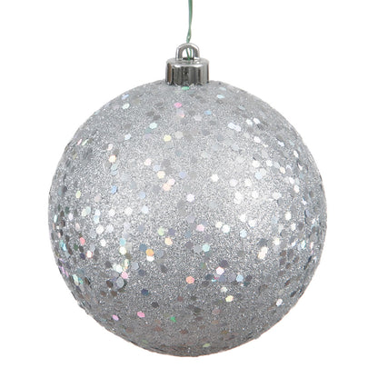 Vickerman 4" Silver Sequin Ball Ornament 6 per Bag