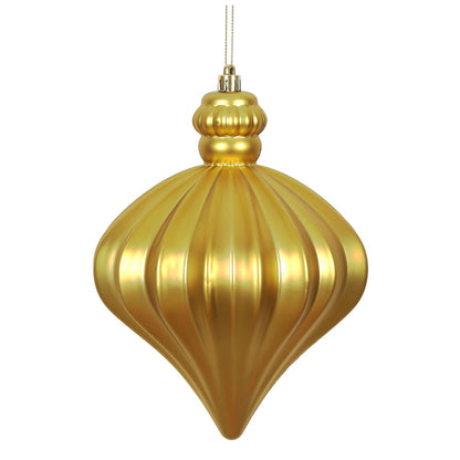 Vickerman 6" Gold Matte Onion Drop Christmas Ornament 4 per Bag