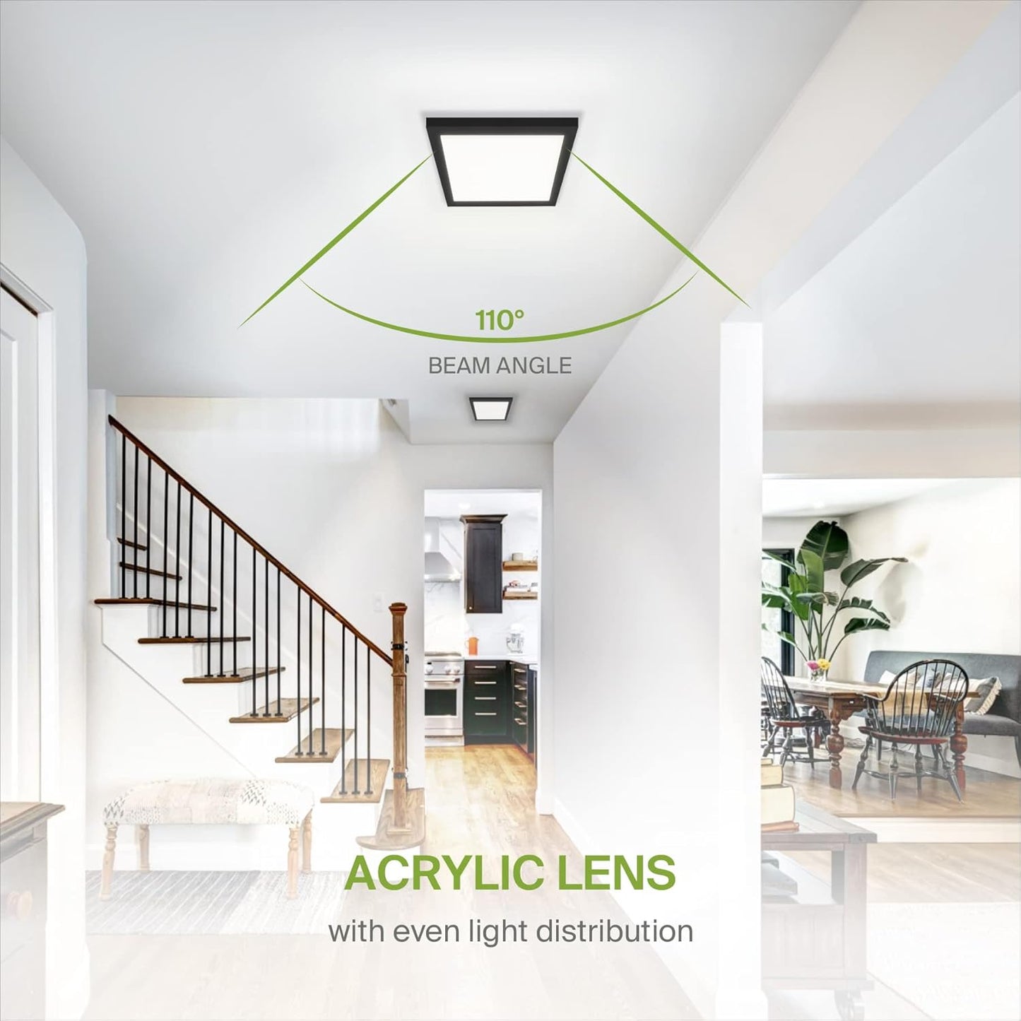 ASD Lighting LED Surface Mini Panel Square 9inch 18W 120V Triac 3000/4000/5000K Black ETL 6 pack