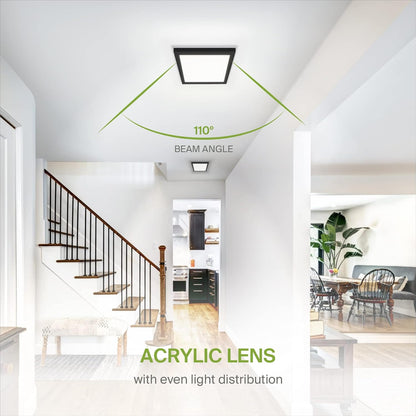 ASD Lighting LED Surface Mini Panel Square 9inch 18W 120V Triac 3000/4000/5000K Black ETL 6 pack