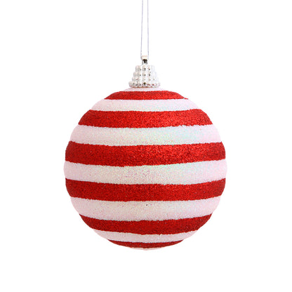 Vickerman 3" Candy Cane Stripe Ball Ornament. Includes 4 per Box