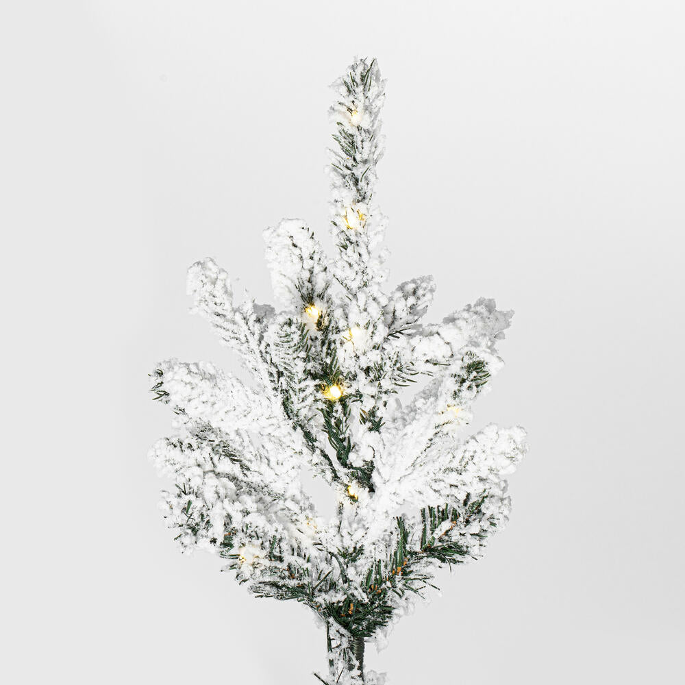 Vickerman 7.5' x 57" Flocked Yukon Display Artificial Christmas Tree with Warm White LED Lights.
