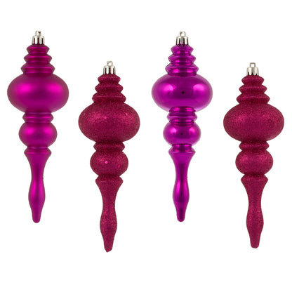 Vickerman 7" Fuchsia 4-Finish Finial Ornament 8 per Box