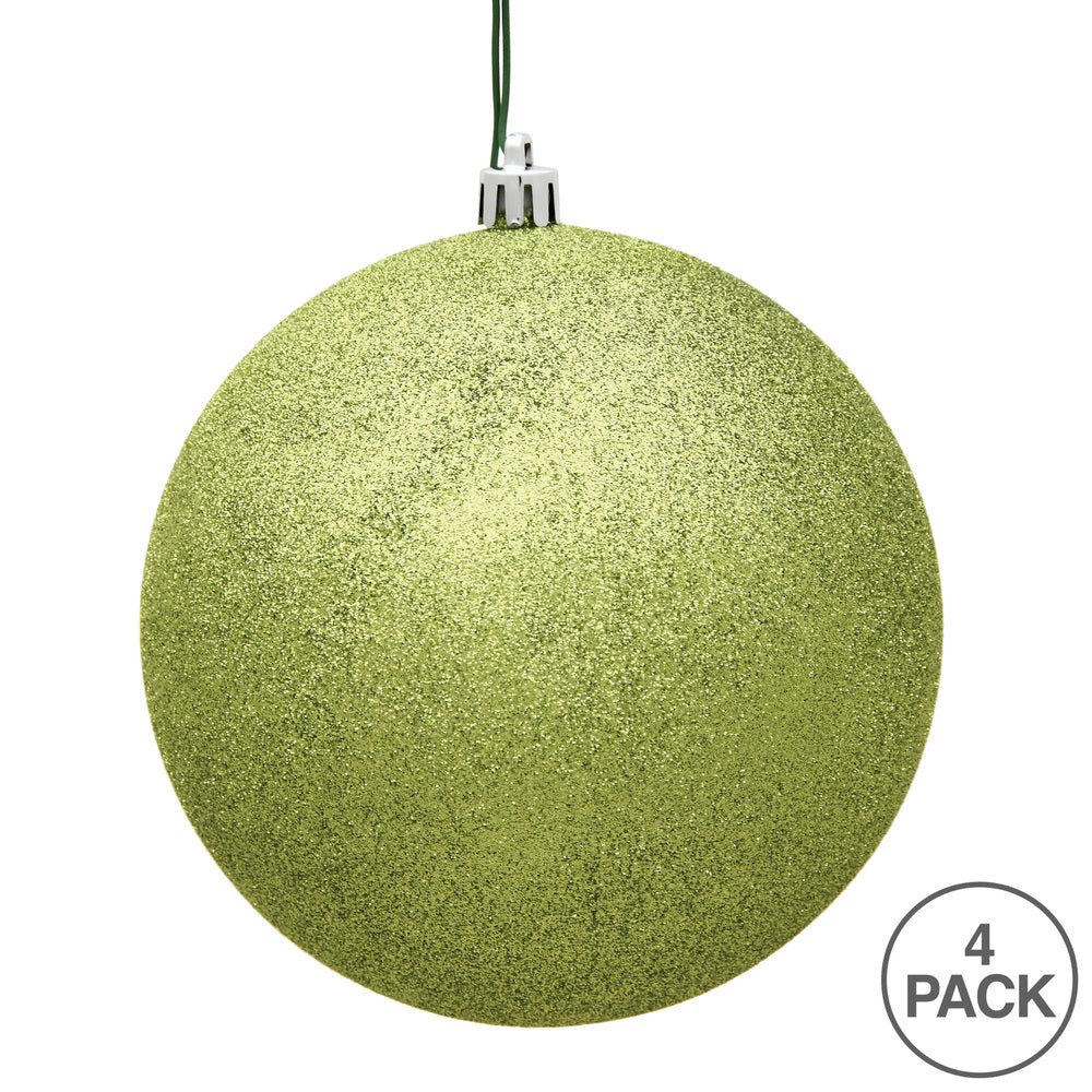 Vickerman 6" Lime Glitter Ball Ornament 4 per Bag