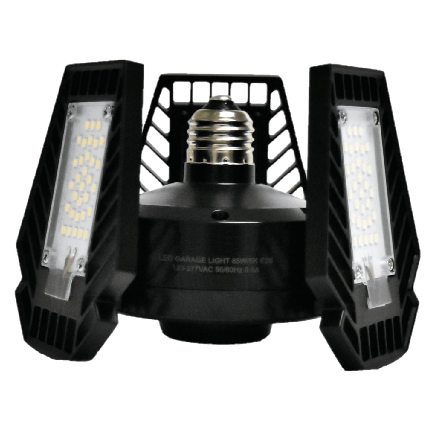 Damar- LED Garage Lights with 3 Deformable Panels Screw in E26 Socket Super Bright 8000 Lumen 65W 6500K Daylight 120-277V UL Listed Pack of 4- Ceiling Lamp for Basement Workshop Warehouse Attic Barn