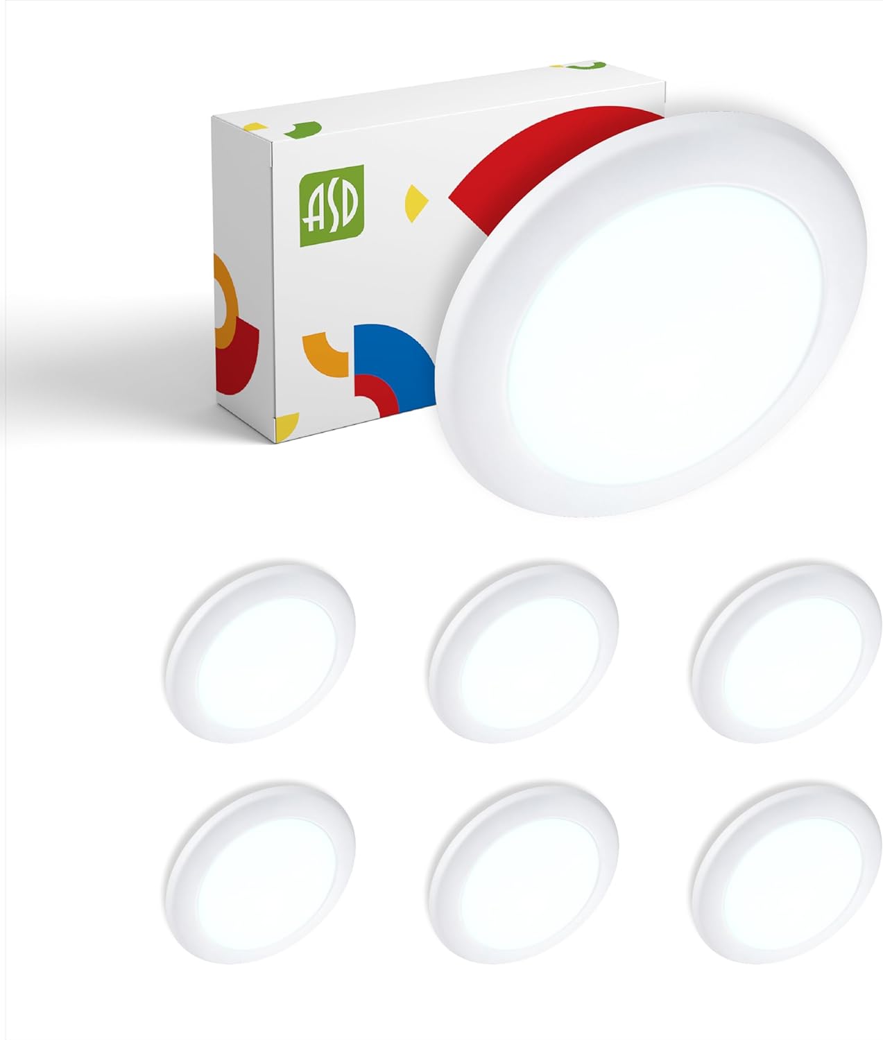 ASD Lighting LED Disk Light 6" 15W 5000K Dimmable White ETL Energy Star 12pack