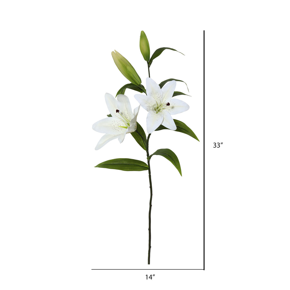 Vickerman 32" Artificial White Real Touch Tiger Lily Stem Pack of 2