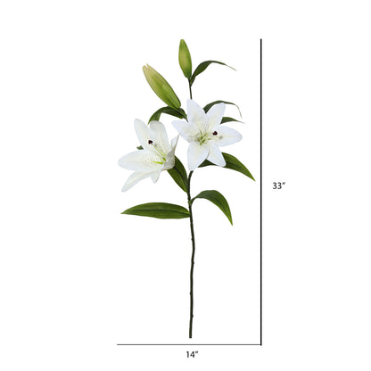 Vickerman 32" Artificial White Real Touch Tiger Lily Stem Pack of 2