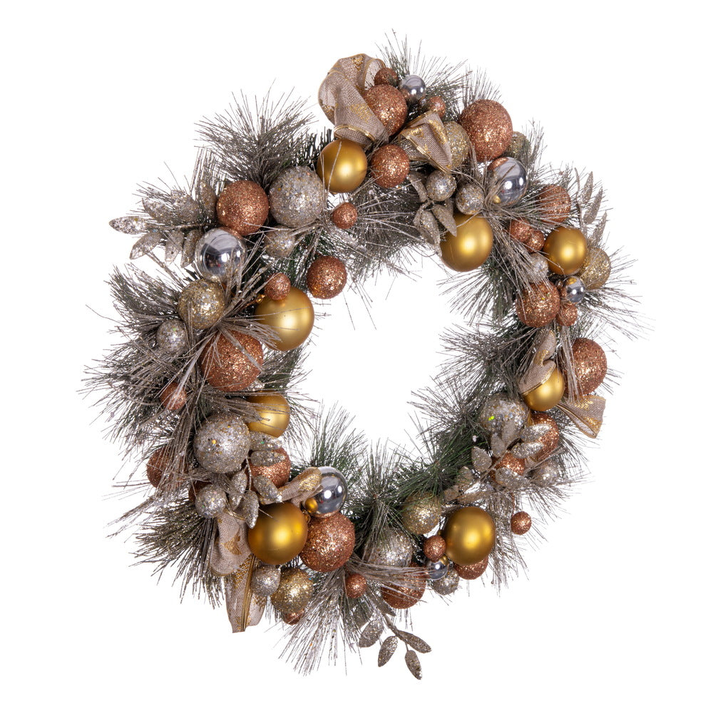 Vickerman 22" Copper and Gold Deco Wreath