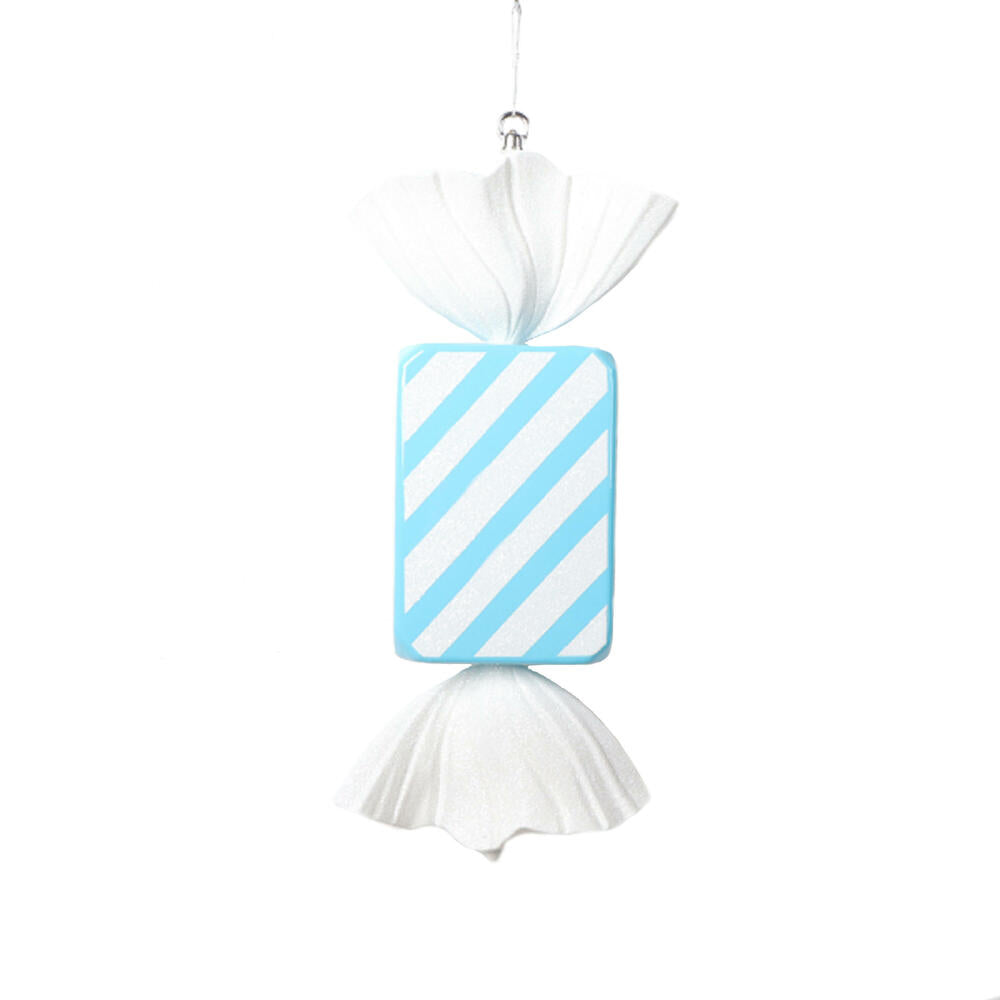 Vickerman 18.5" Baby Blue Rectangle Striped Candy Ornament.