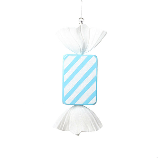 Vickerman 18.5" Baby Blue Rectangle Striped Candy Ornament.