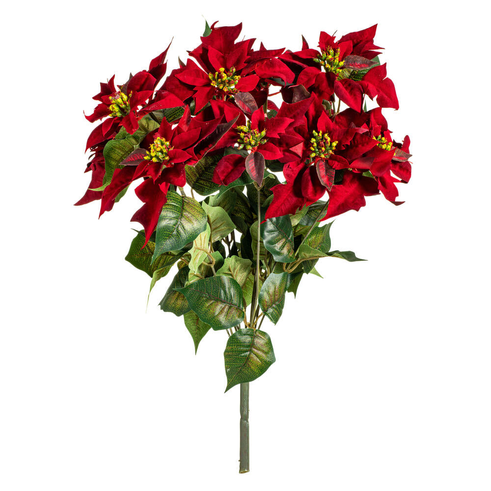 Vickerman 18" Red Poinsettia and Leaf Bush.