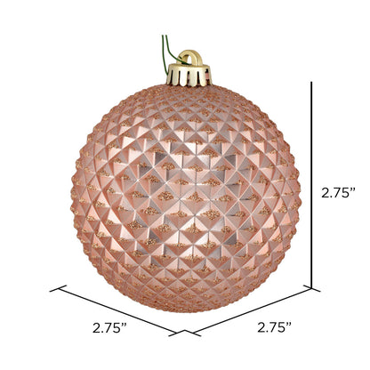 Vickerman 2.75" Rose Gold Durian Glitter Ball Ornament 12 per Bag