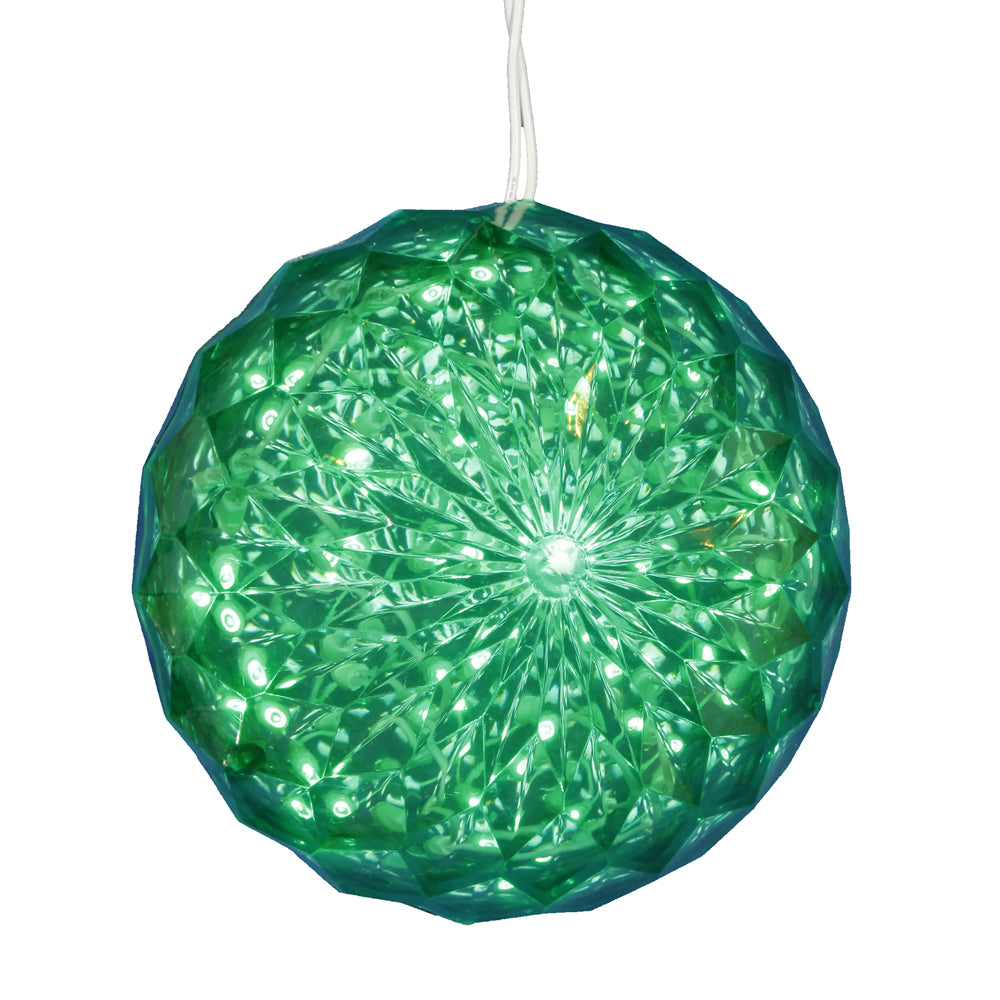 Vickerman 6" Crystal Ball Christmas Ornament with 30 Green LED Lights