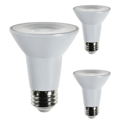 Damar PAR20 LED Long Neck Flood Light Bulb 5W 500 Lumen E26 Medium Base 6500K Daylight Ideal for Track & Recessed Spot Light Bulbs 120V CRI80 40° Beam Angle White Finish Pack of 3