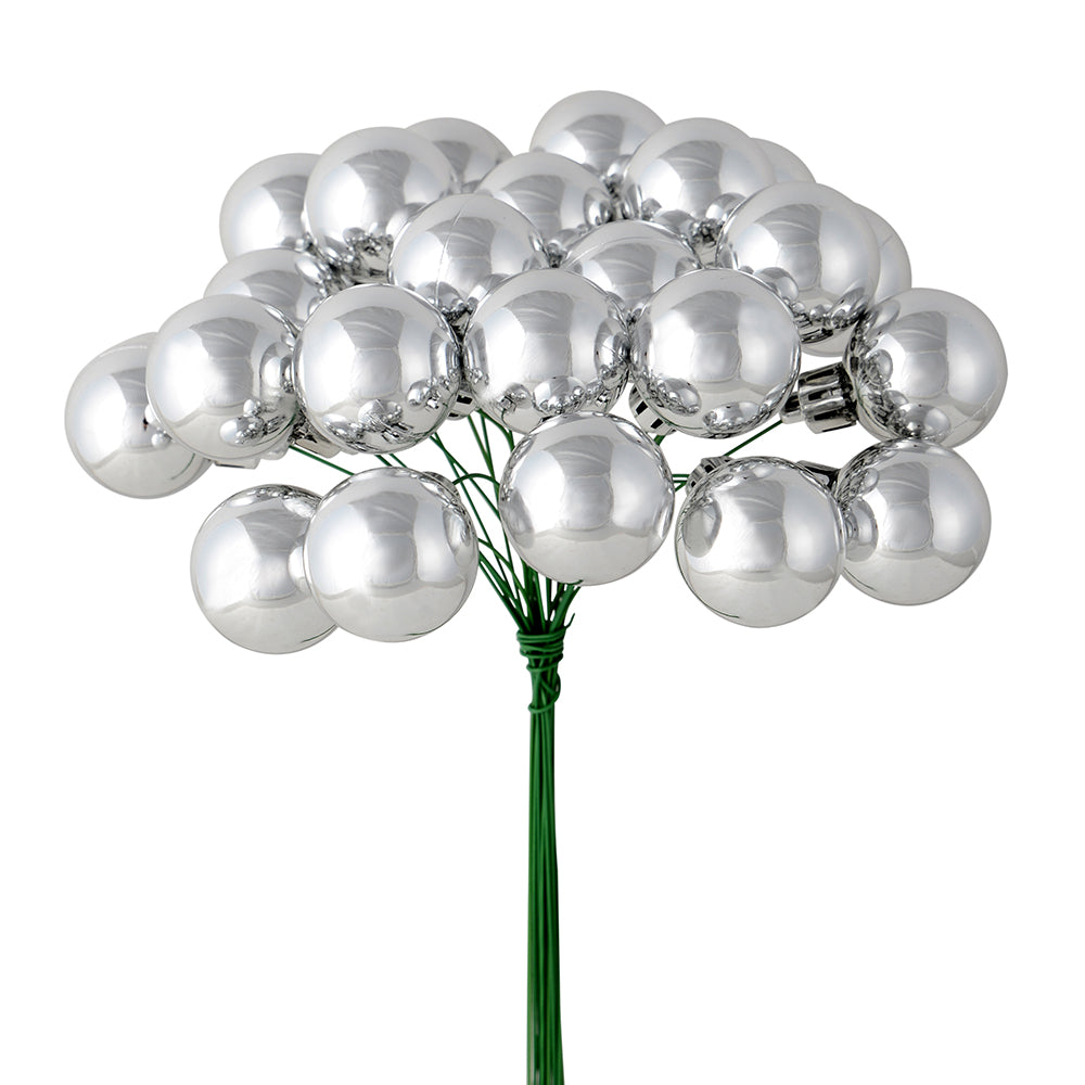 Vickerman 6" Silver Shiny Ball Ornament Christmas Pick Pack of 2