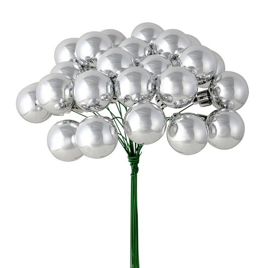 Vickerman 6" Silver Shiny Ball Ornament Christmas Pick Pack of 2