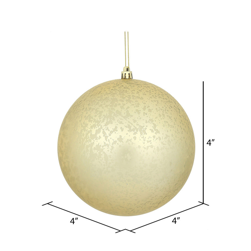 Vickerman 4" Champagne Matte Mercury Ball Ornament 6 per Bag.