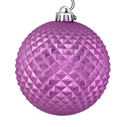 Vickerman 6" Orchid Durian Glitter Ball Ornament 4 per Bag