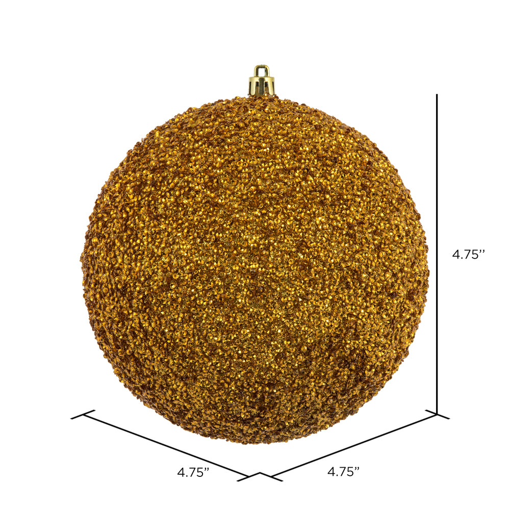 Vickerman 4.75" Honey Gold Beaded Ball Ornament 6 per Bag