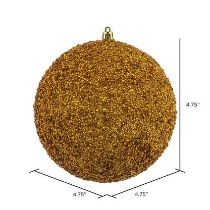 Vickerman 4.75" Honey Gold Beaded Ball Ornament 6 per Bag