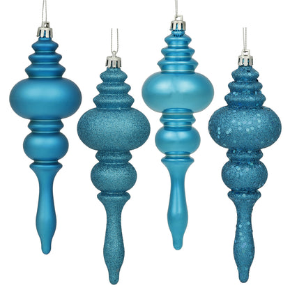 Vickerman 7" Turquoise 4-Finish Finial Ornament 8 per Box