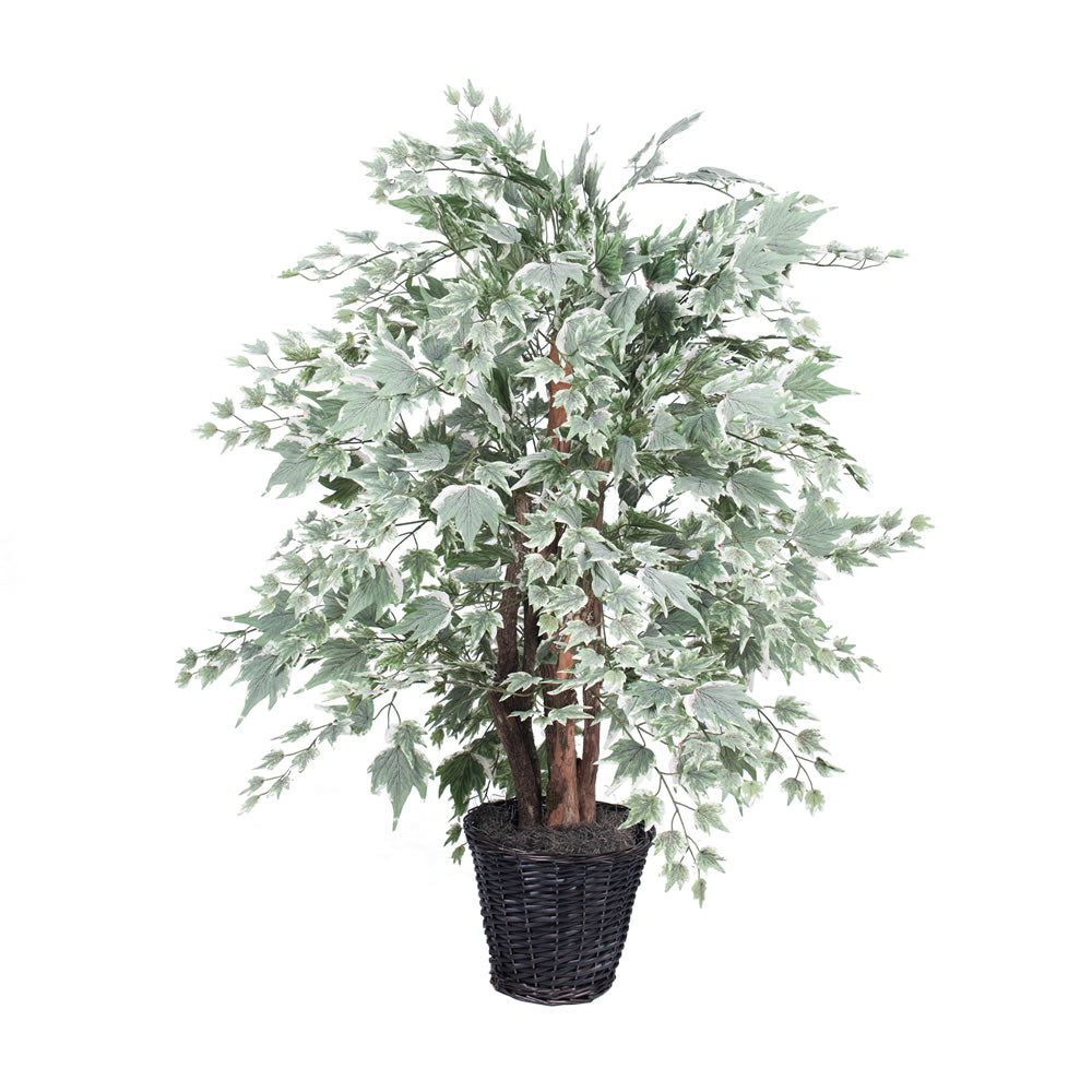 Vickerman 4' Artificial Silver Maple Extra Full Bush Rattan Basket