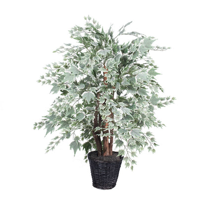Vickerman 4' Artificial Silver Maple Extra Full Bush Rattan Basket