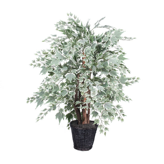 Vickerman 4' Artificial Silver Maple Extra Full Bush Rattan Basket