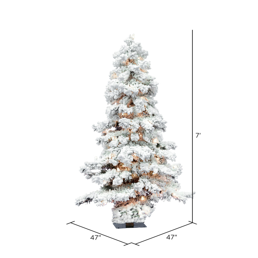 Vickerman 7' Flocked Spruce Artificial Christmas Tree with 400 Clear Lights